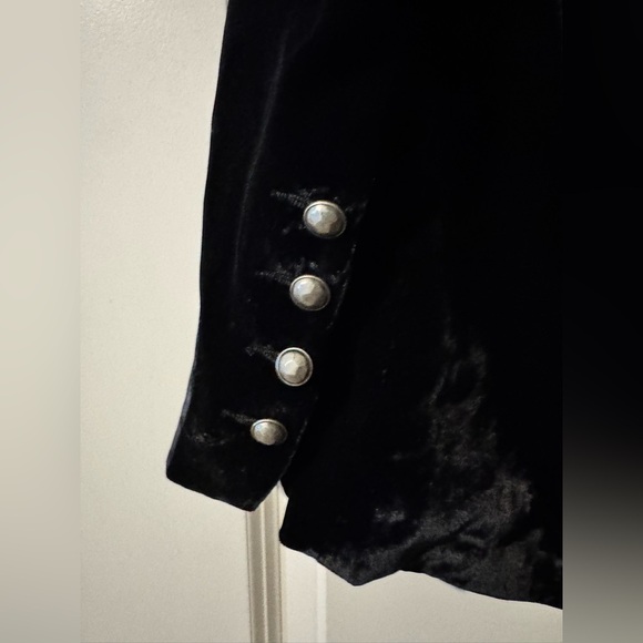 Free People Yesterdays Muse Velvet Blazer Black Retro Metal Accent Size XS EUC - Picture 8 of 8